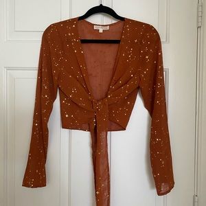 Copper Closet Sheer Tie Front Top